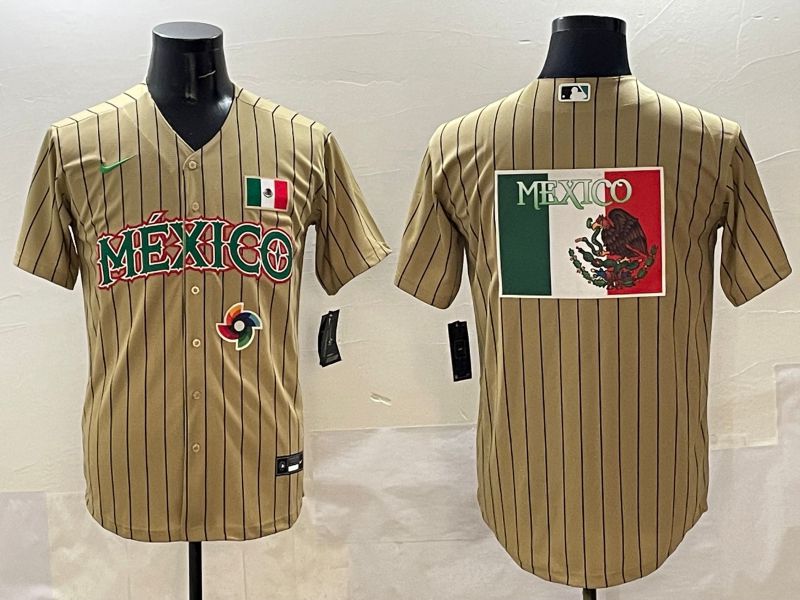 Men Mexico Blank Brown Stripe Joint Name 2025 Nike MLB Jersey style 10->more jerseys->MLB Jersey